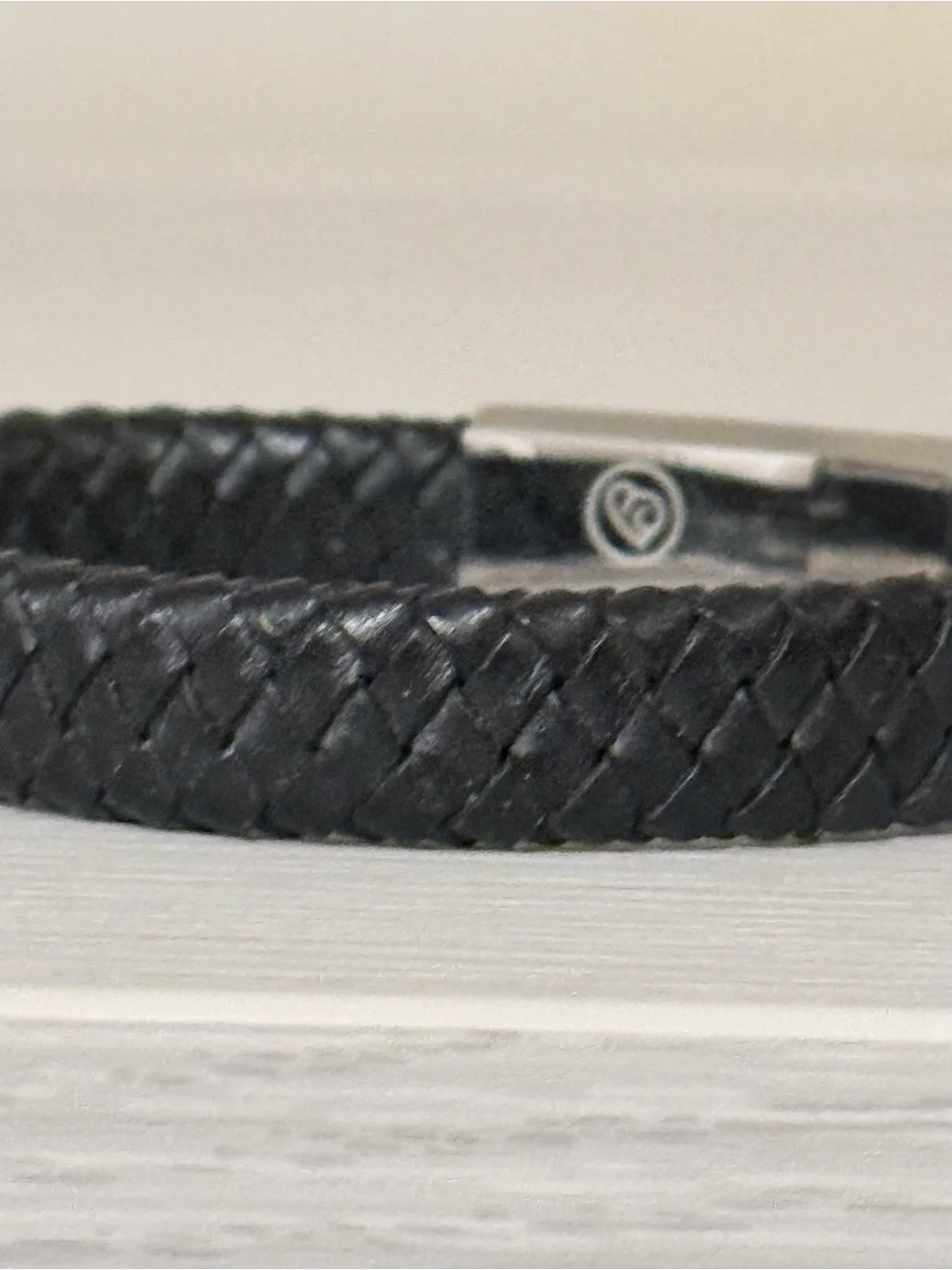 Barbieri Italian Black Leather & Steel Bracelet